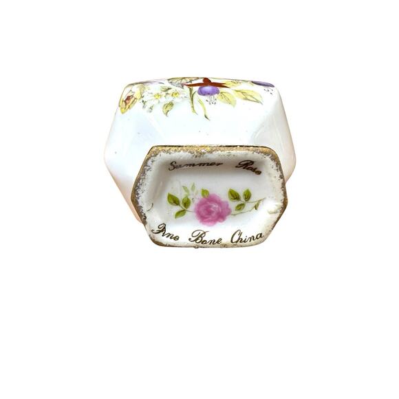 Vintage Fine Bone China Bud Vase Flambro "Summer Rose" Gold Trim Antique decor - Picture 3 of 5